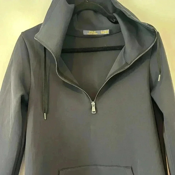 Ralph Lauren Polo neoprene, long sleeve hooded sweatshirt, small navy EUC - Picture 3 of 6